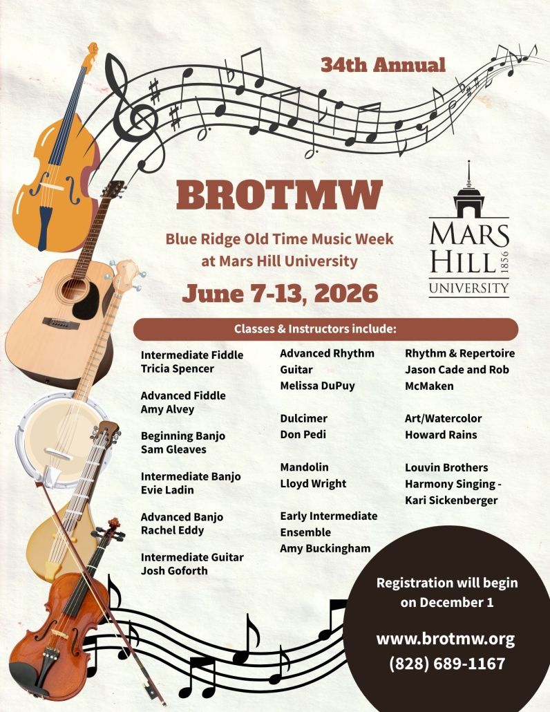 2026 Blue Ridge Old Time Music Week at Mars Hill University